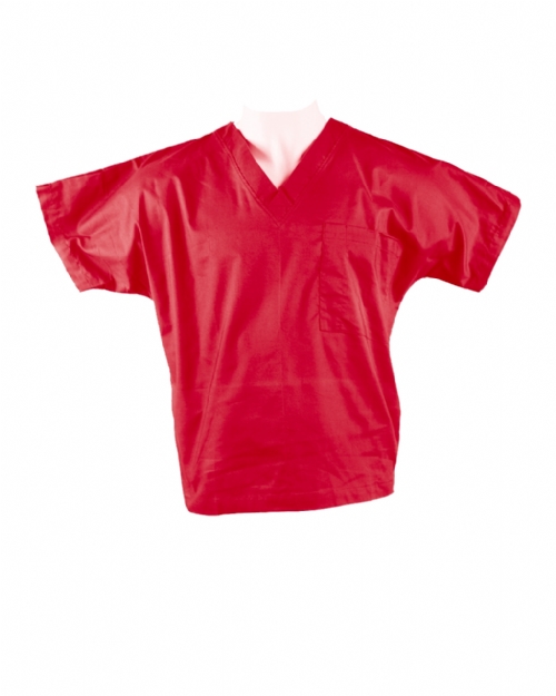 Red Short Sleeve Scrub Top 100% Cotton