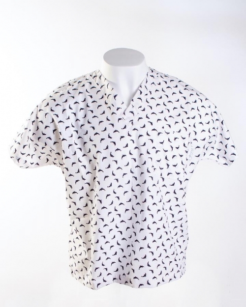 White Dolphin Short Sleeve Scrub Top 100% Cotton