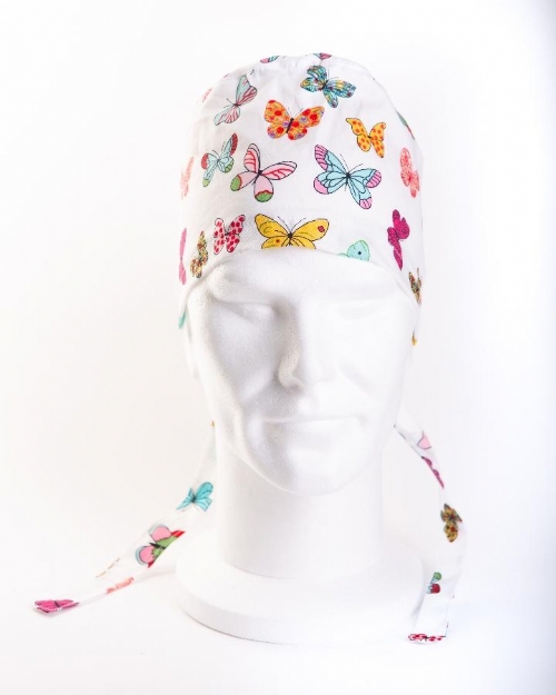 Multi-Coloured Butterflies Surgeons Hat 100% Cotton