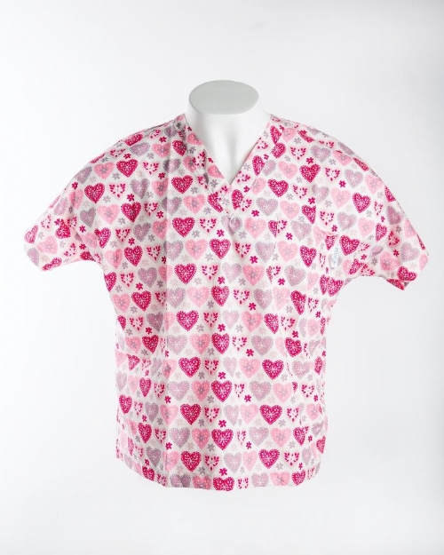 Summer Hearts Short Sleeve Scrub Top 100% Cotton