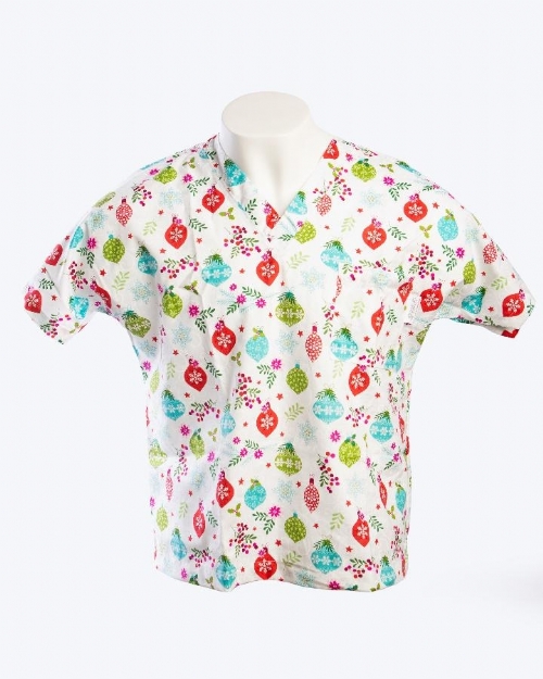  Beautiful Baubles Short Sleeve Scrub Top 100% Cotton