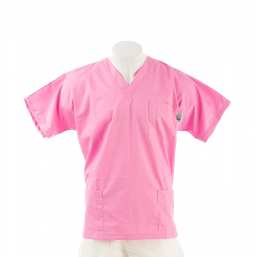  Sugar Pink Short Sleeve Scrub Top with Side Pockets 100% Cotton